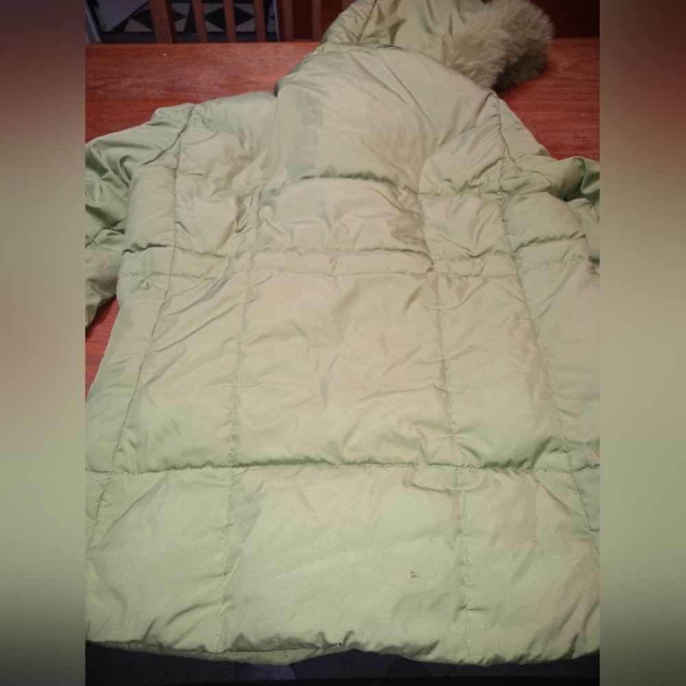 Jones New York Green Studio Puffer Winter Jacket with Fur Trim Hood, Siz… - Picture 2 of 16